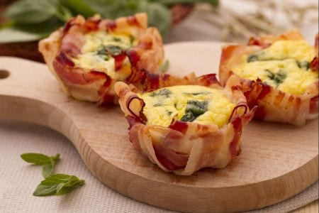 Mini omelettes in pancetta bacon