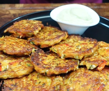 Cabbage Patties with Avocado Dip Sauce