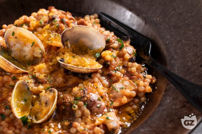 Fregola with Clams and Bottarga Recipe