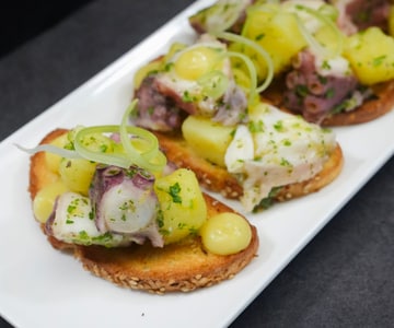 Octopus Salad with Crostini and Potato Sauce