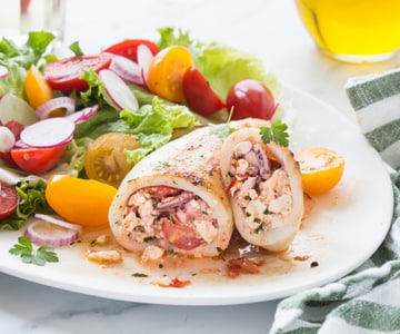 Stuffed Squid with Feta and Cherry Tomatoes