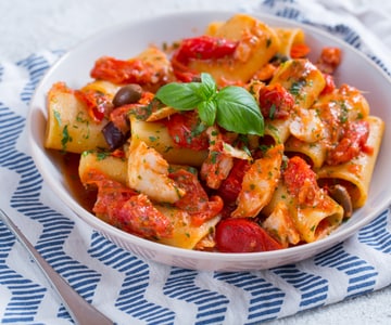 Paccheri with Cherry Tomatoes and Cod