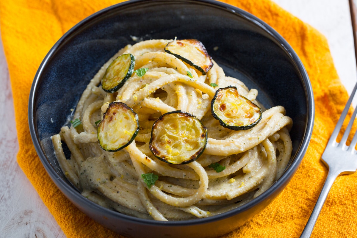 Creamy Bucatini with Zucchini and Mint