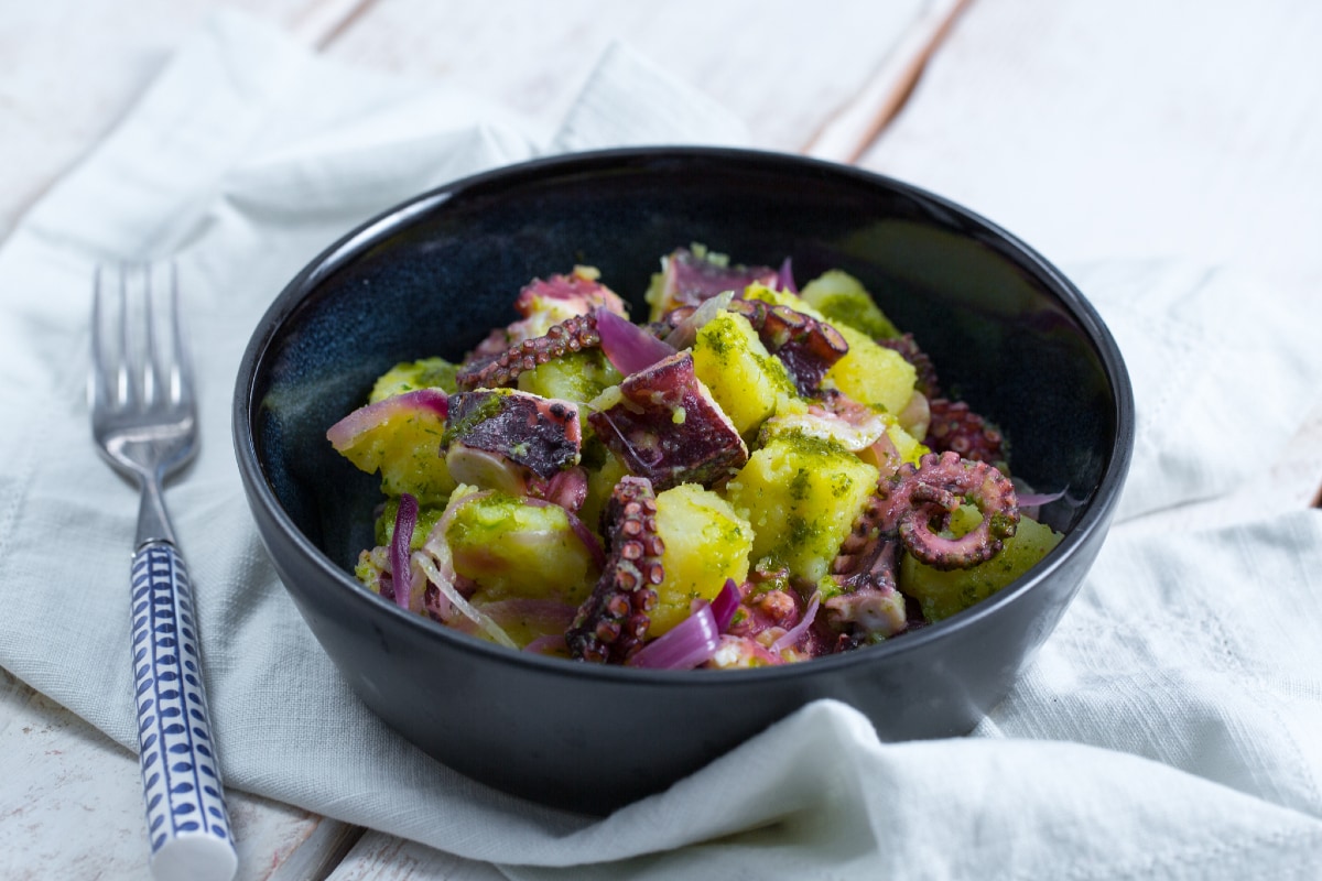 Octopus Salad with Potatoes and Onions