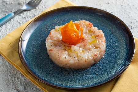 Shrimp Tartare with Caramelized Citrus Zest