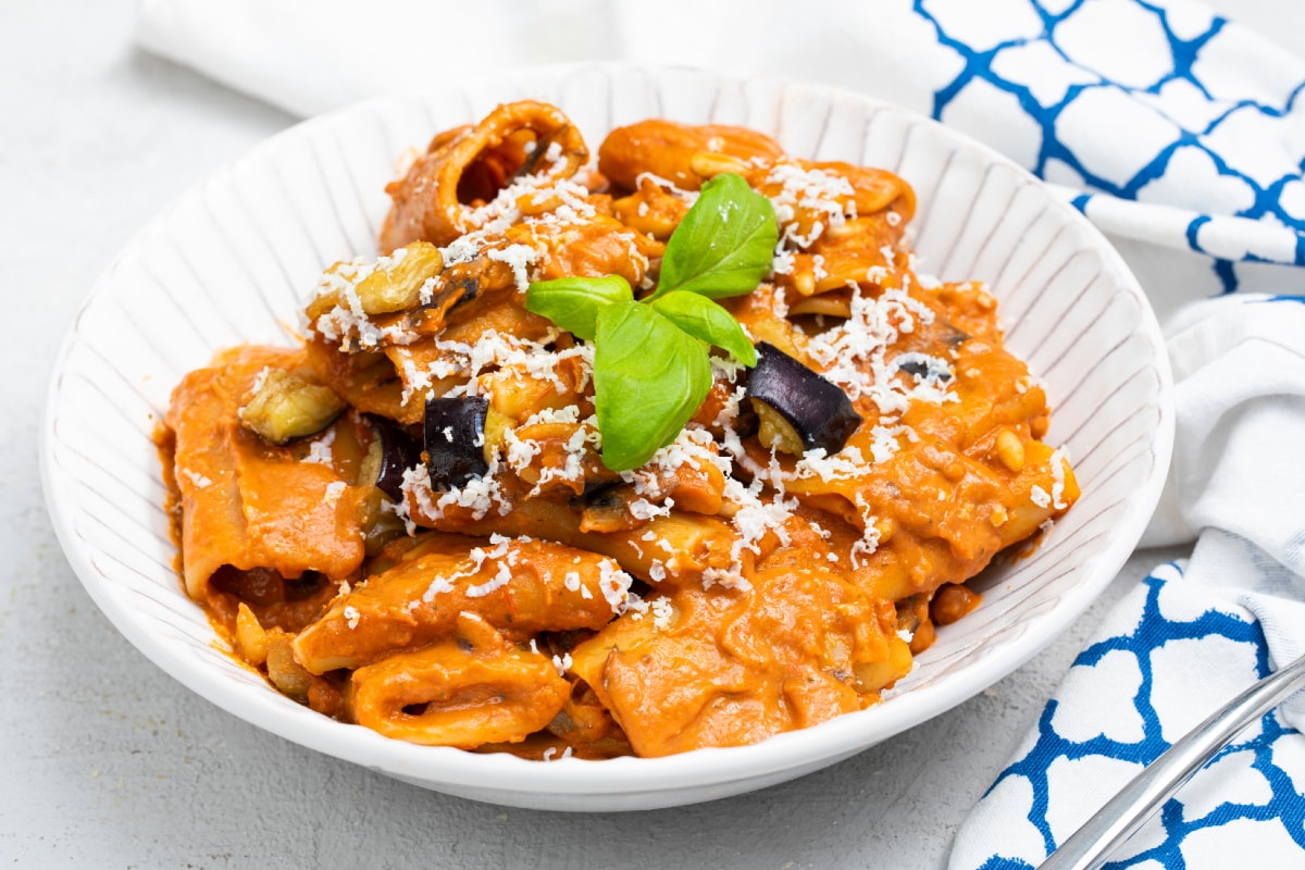 Creamy Paccheri with Fried Eggplant