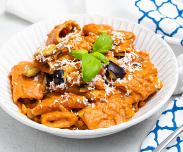Creamy Paccheri with Fried Eggplant