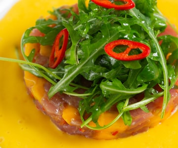 Tuna Tartare with Mango and Arugula