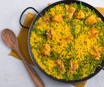 Chicken, Pepper, and Pea Paella