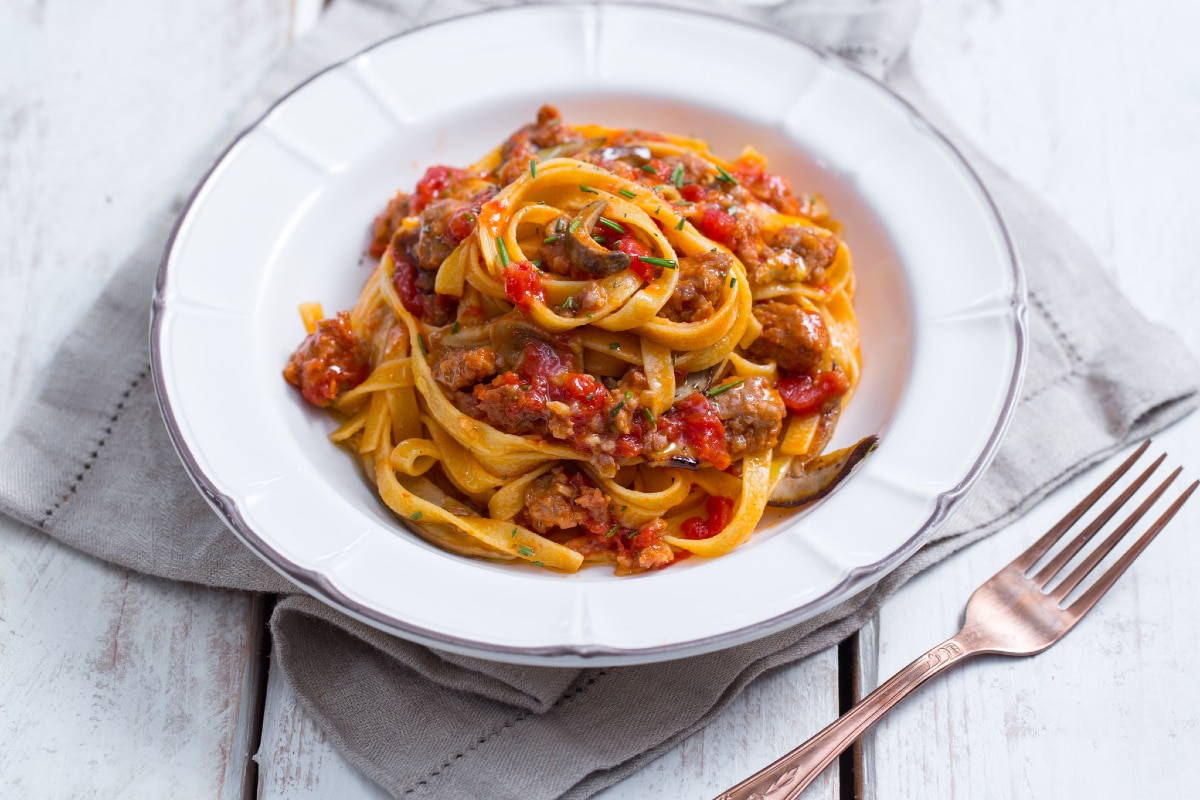 Pasta with Porcini Mushrooms and Sausage