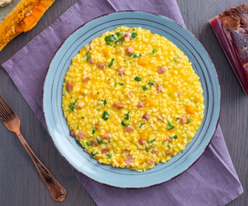 Pumpkin and speck risotto