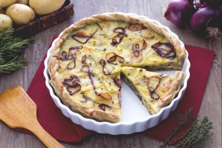 Savory Pie with Potatoes, Onions, and Cheese