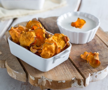 Sweet Potato Chips with Grana Padano Fondue