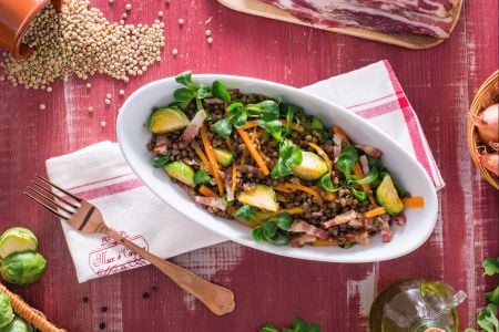 Lentil Salad with Bacon and Vegetables