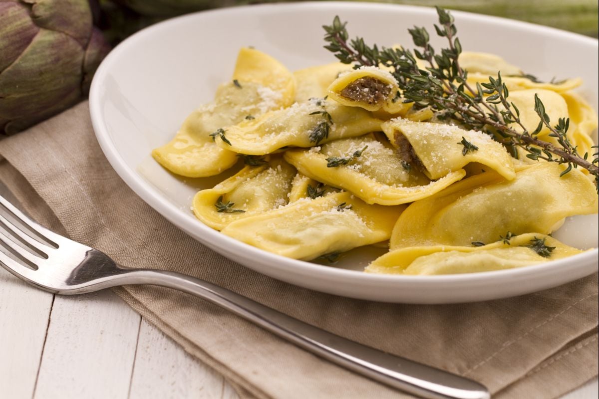 Artichoke Ravioli with Thyme Aroma