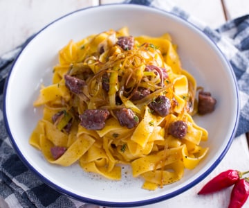 Rustic Pappardelle with Sausage and Leeks