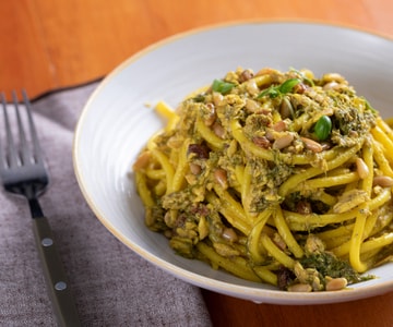 Bucatini with sardines, raisins, and pine nuts