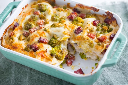 Lasagna with Romanesco Cauliflower and Bacon