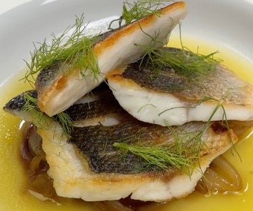 Sea Bass Fillet with Caramelized Fennel and Orange Sauce