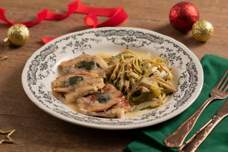 Swordfish Saltimbocca with Artichokes