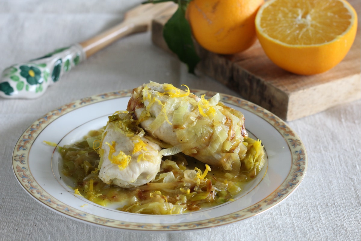 Chicken rolls with leeks and citrus