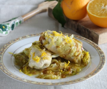 Chicken rolls with leeks and citrus