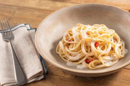 Creamy garlic, oil, and chili pasta