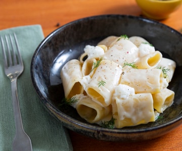 Pasta with creamed cod, anchovies, and fennel