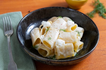 Pasta with creamed cod, anchovies, and fennel