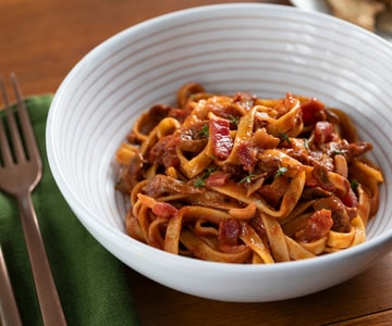 Tagliatelle with Porcini and Guanciale