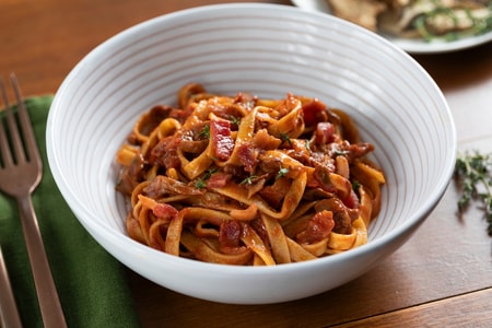 Tagliatelle with Porcini and Guanciale